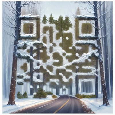 Snowy Pine Forest Road Watercolor QR Code for Greeting Cards