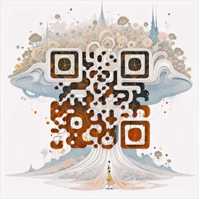 童话故事书风大树插画二维码艺术 — 图片 1