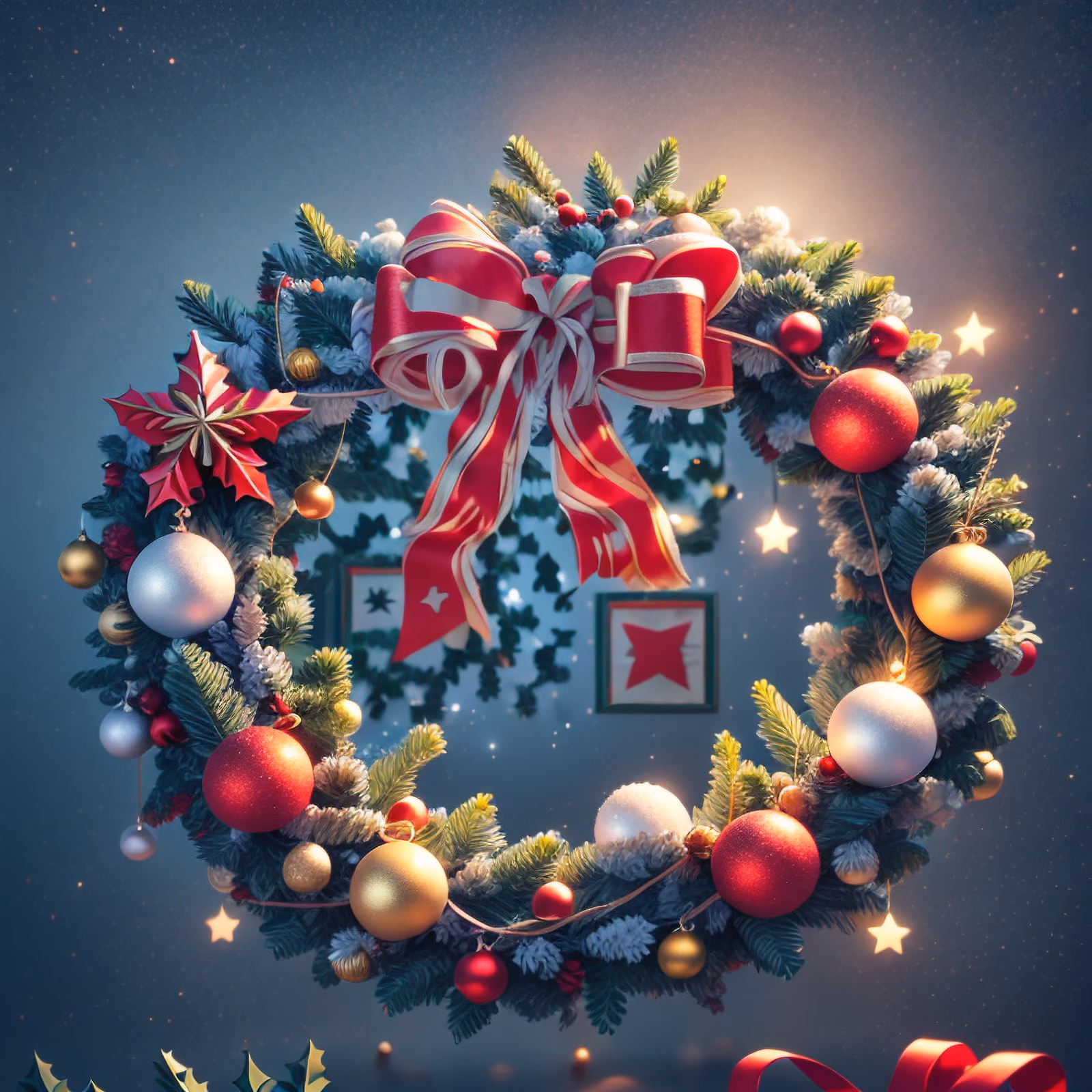 Christmas Wreath 3D Render QR Code for Greeting Cards — image 1