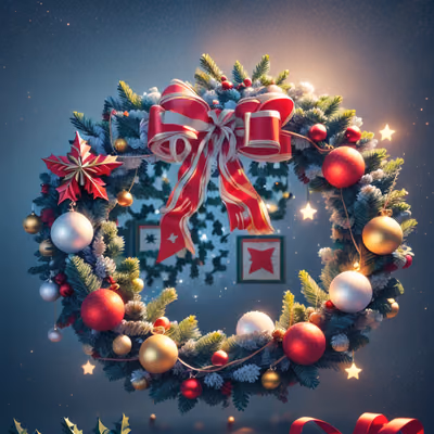 Christmas Wreath 3D Render QR Code for Greeting Cards — image 1