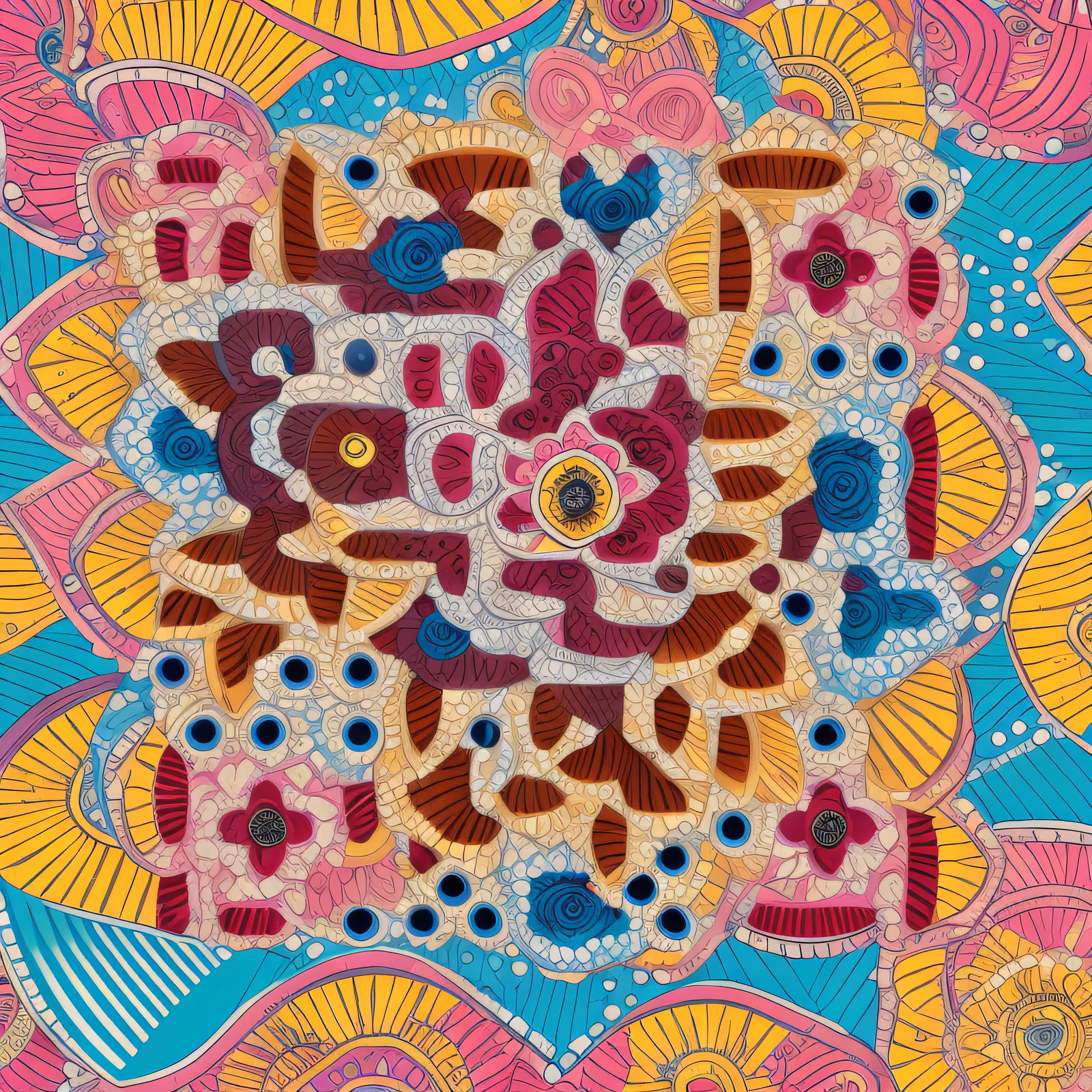Colorful Floral Mandala Folk QR Code Art — image 1