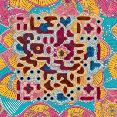 Colorful Floral Mandala Folk QR Code Art
