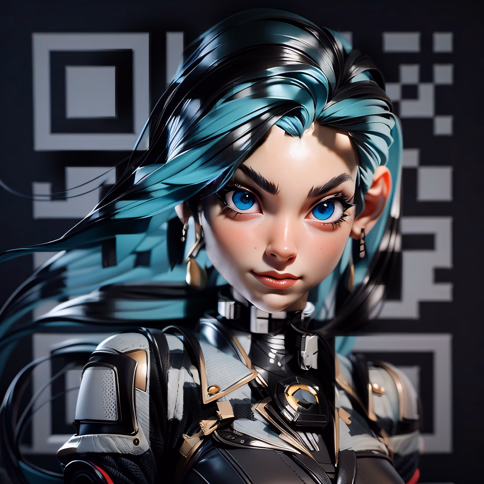 Кибер-девушка в 3D: QR-код для постеров — изображение 1