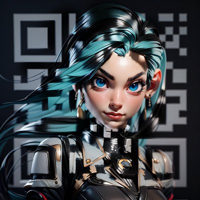 Cyber Girl 3D Render QR Code for Posters