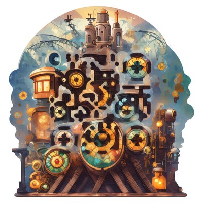 Steampunk Clockwork Machine Vector QR Code for Stickers