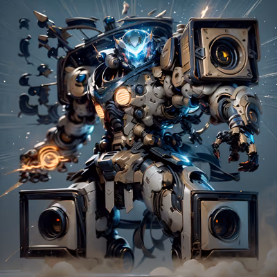 Glowing Mecha Robot 3D Render QR Code for Posters — image 1