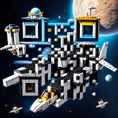 LEGO Spaceship Over Planet QR Code for Posters
