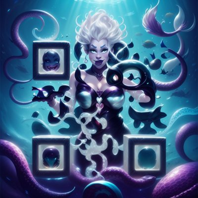 Sea Witch Underwater Digital Painting QR Code for Posters