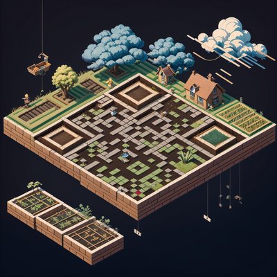 Isometric Sky Island Farm QR Code for Posters