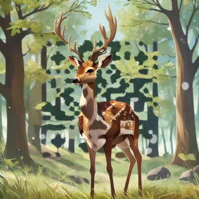 Spotted Stag Forest Illustration QR Code Art