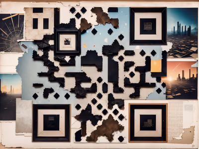 Dystopian Torn Paper Collage QR Code for Posters — image 1