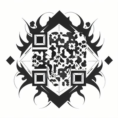 Skull Geometric Tattoo QR Code for Temporary Tattoos