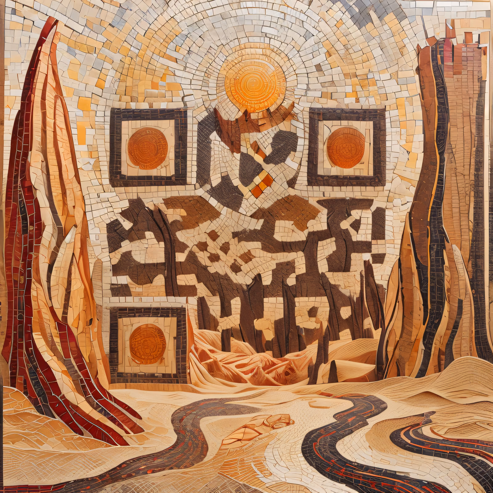 Desert Sun Mosaic QR Code Art — image 1