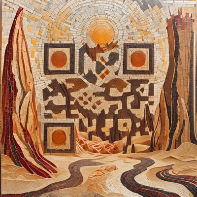 Desert Sun Mosaic QR Code Art