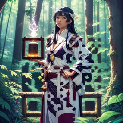 Anime Forest Healer Woman QR Code for Posters