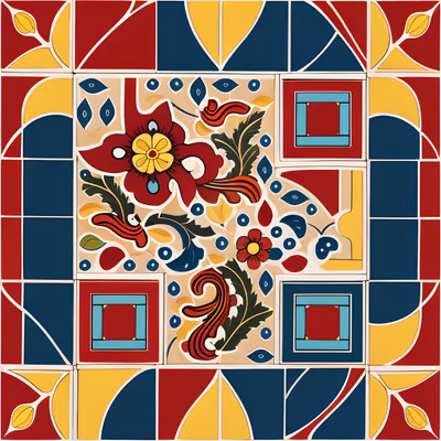 Talavera Tile Folk Pattern QR Code for Packaging — image 1