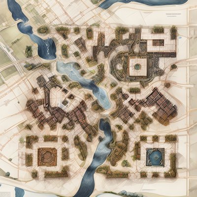 City Map River Illustration QR Code Poster
