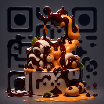 Chocolate Caramel Ice Cream 3D QR Code for Restaurant Menus — image 1
