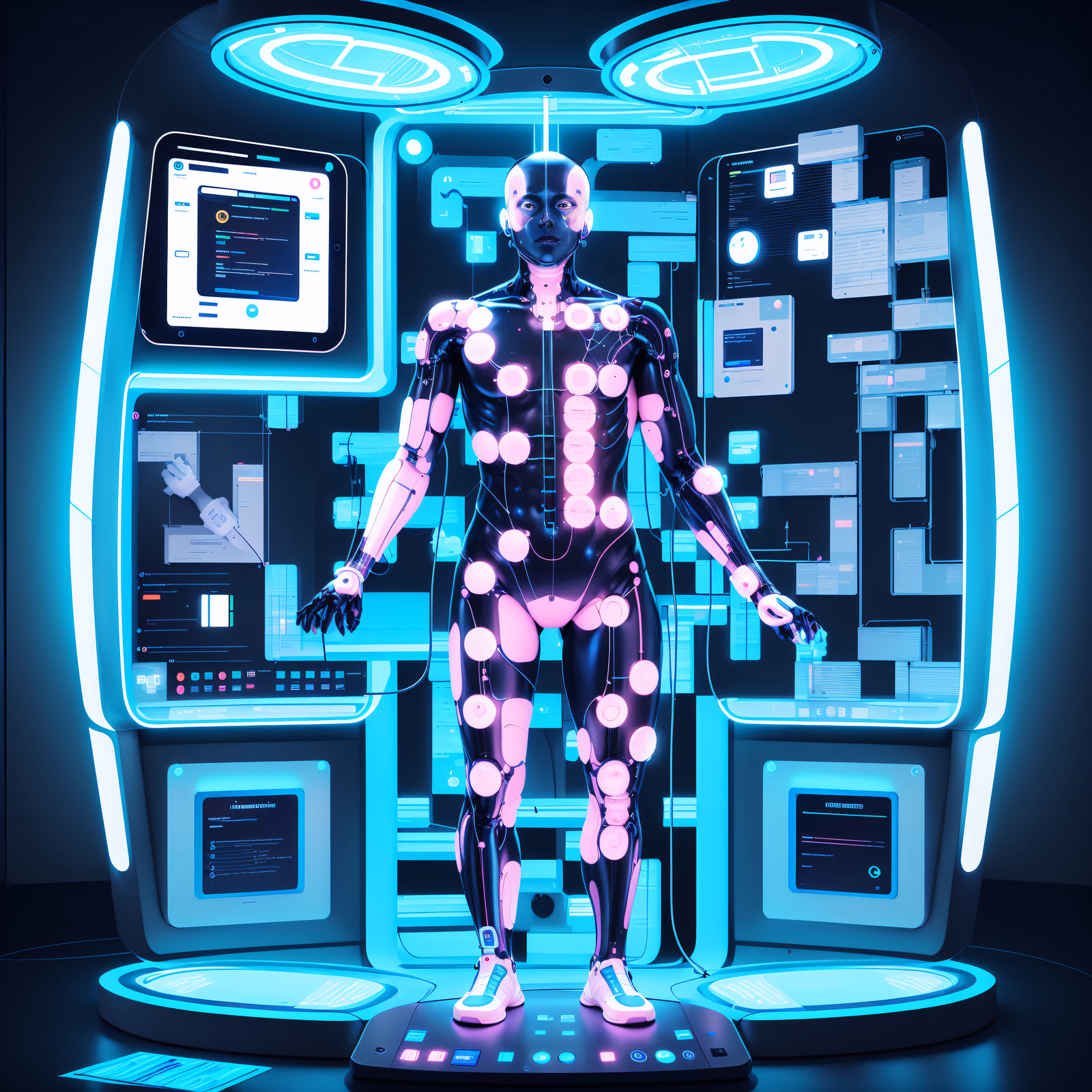 Медицинская диагностическая капсула в стиле ретрофутуризма: QR-код для плакатов — изображение 1