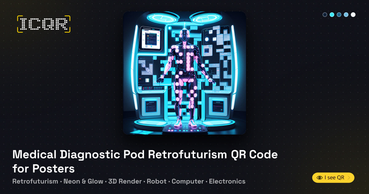 Medical Diagnostic Pod Retrofuturism QR Code for Posters • ICQR