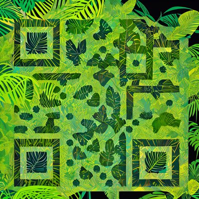 Tropical Leaf Pattern QR Code Art