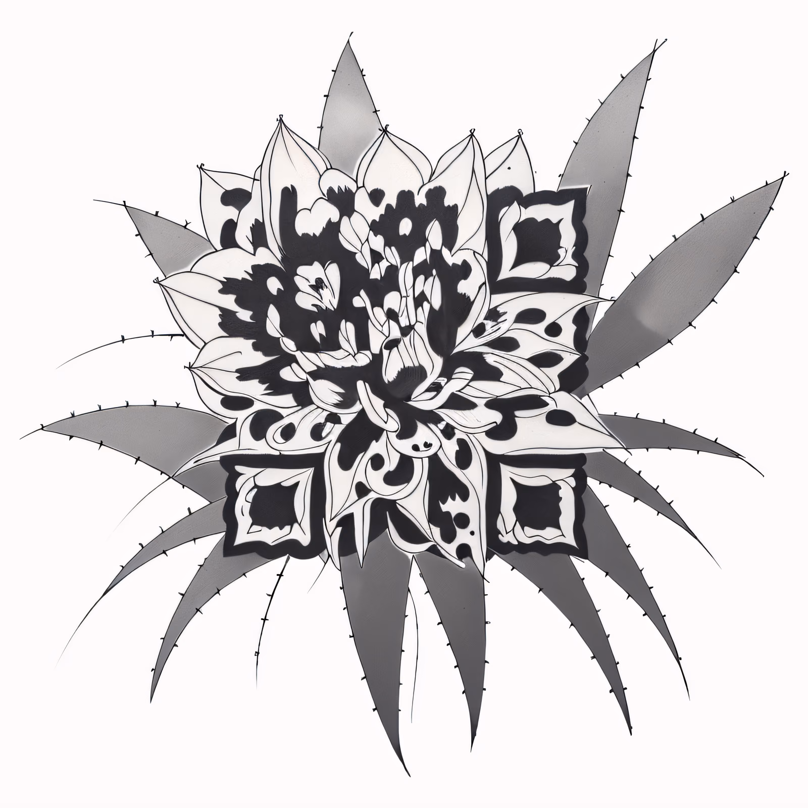 Cactus Flower Ink Tattoo QR Code for Temporary Tattoos — image 1