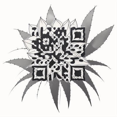 Cactus Flower Ink Tattoo QR Code for Temporary Tattoos