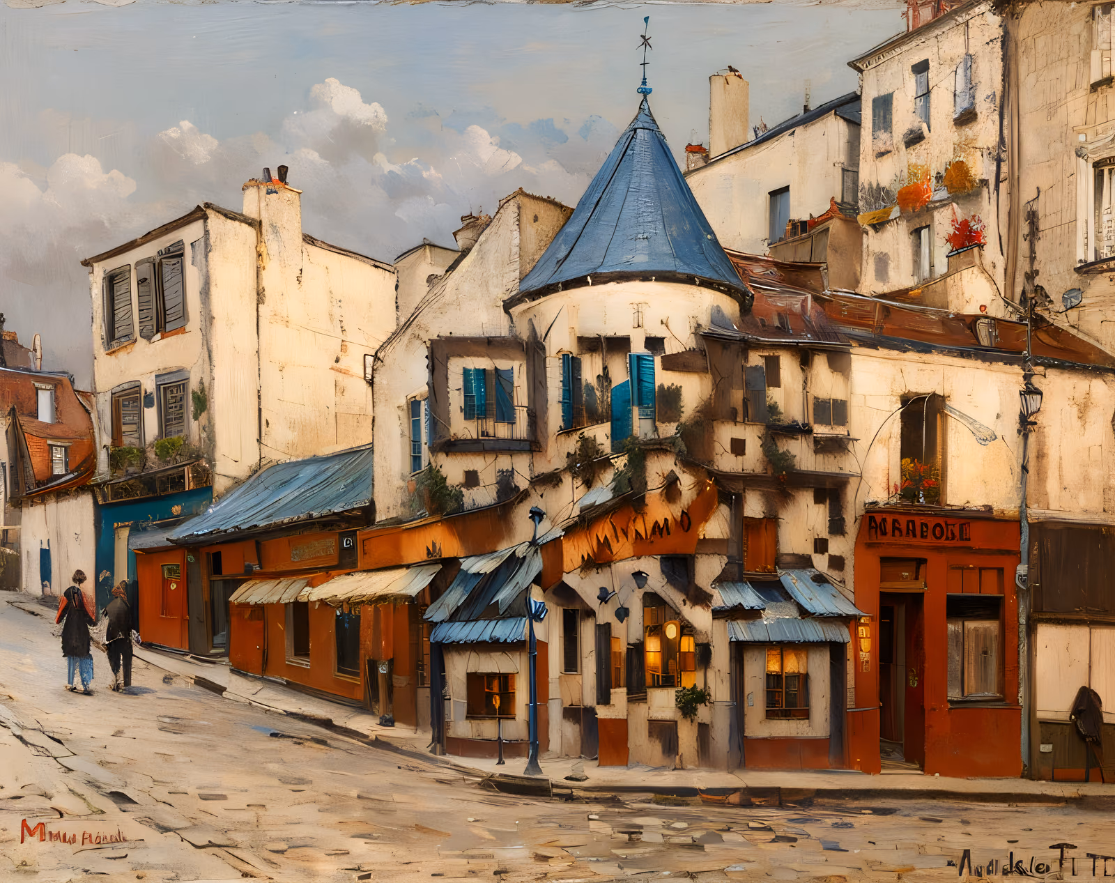 Montmartre Street Corner Oil Painting QR Code Art — image 1