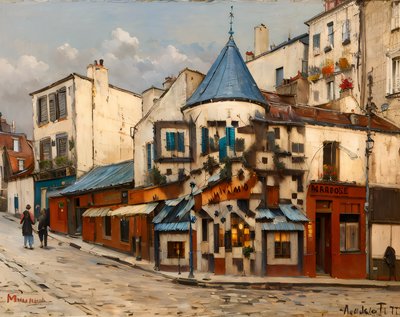 Montmartre Street Corner Oil Painting QR Code Art