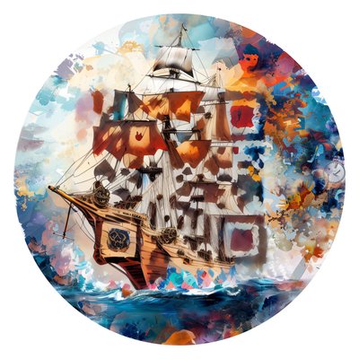 Naval Frigate Painterly QR Code for Stickers