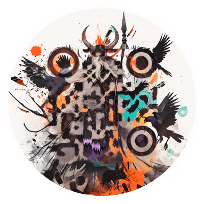 Norse God Odin with Ravens QR Code for Stickers — image 1