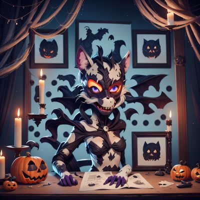Halloween Bat Creature Cartoon QR Code for Event Invitations