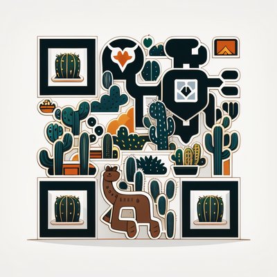 Desert Cacti and Camel Vector QR Code for Stickers
