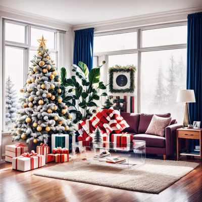 Christmas Living Room Digital Art QR Code for Greeting Cards — image 1