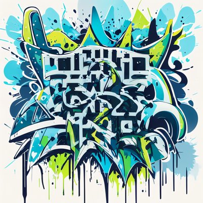 Blue Green Graffiti Lettering QR Code for Apparel