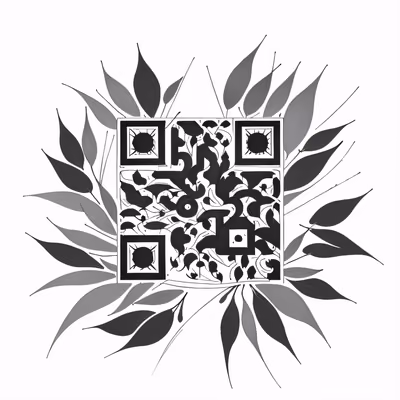Листья эвкалипта в технике рисунка тушью: QR-код для временных татуировок — изображение 1