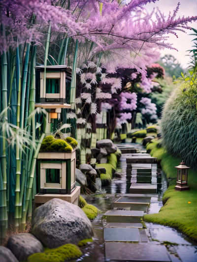Japanese Bamboo Garden Photography QR Code Art — image 1