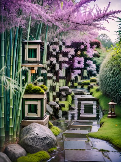 Japanese Bamboo Garden Photography QR Code Art