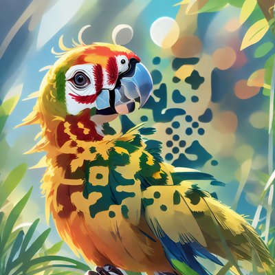 Tropical Parrot Digital Painting QR Code for Posters