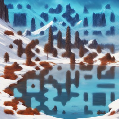 雪山湖泊数字绘景二维码艺术