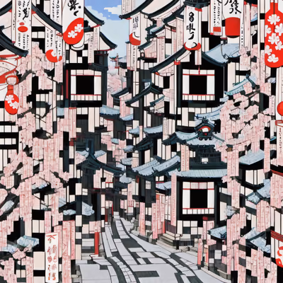 Японская улочка в стиле укиё-э: QR-код — изображение 1