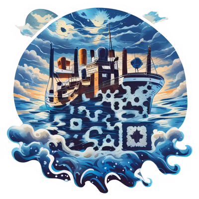 Steamship on Stormy Sea Vector QR Code for Stickers — image 1