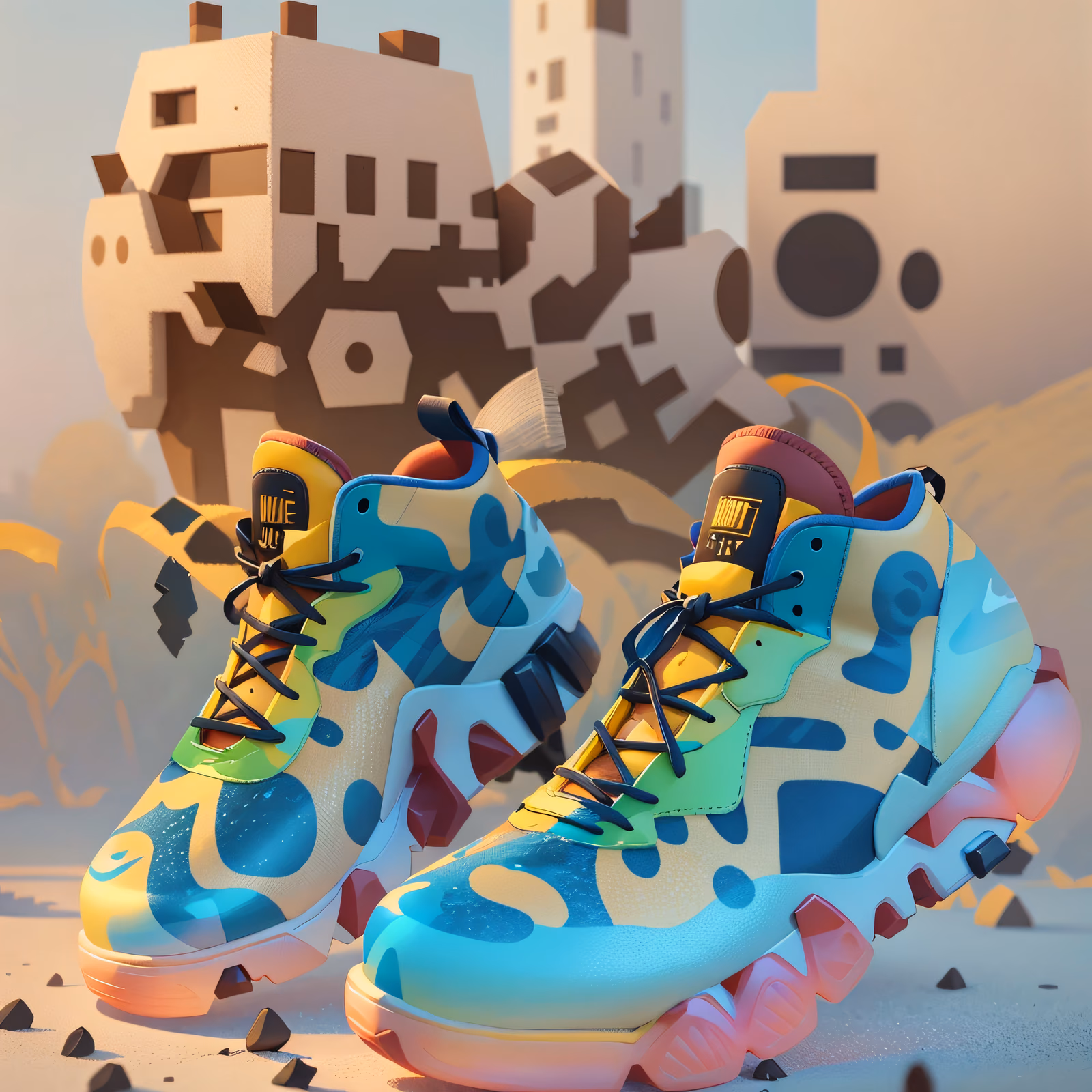 Colorful Sneakers 3D Render QR Code for Apparel — image 1