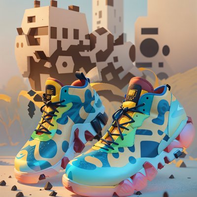 Colorful Sneakers 3D Render QR Code for Apparel