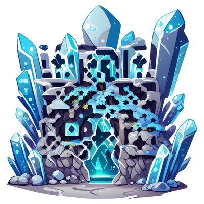 Blue Crystal Cave Vector QR Code for Stickers