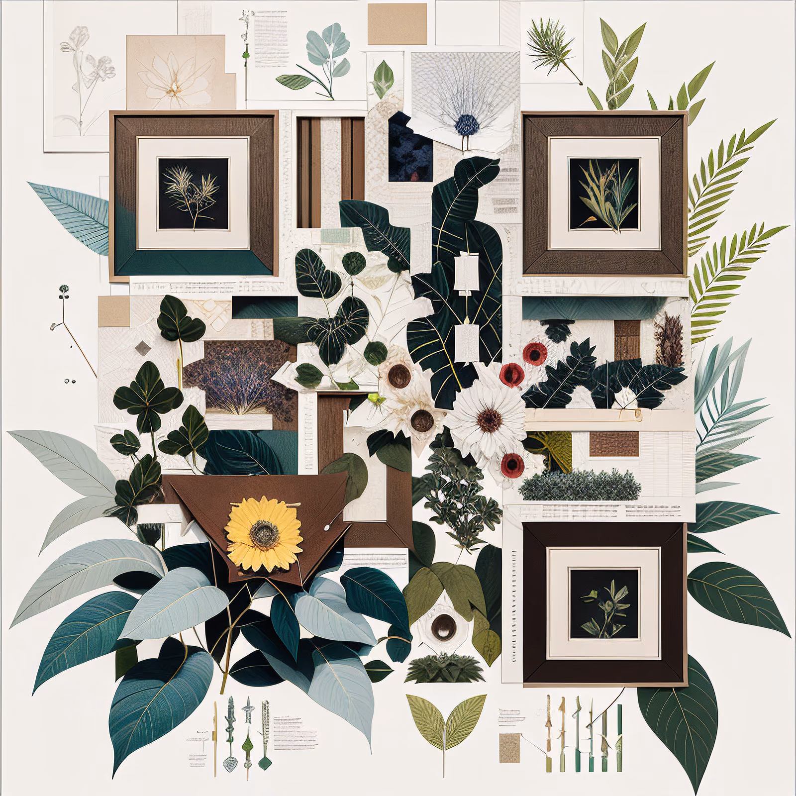Botanical Paper Collage Pattern QR Code Art — image 1