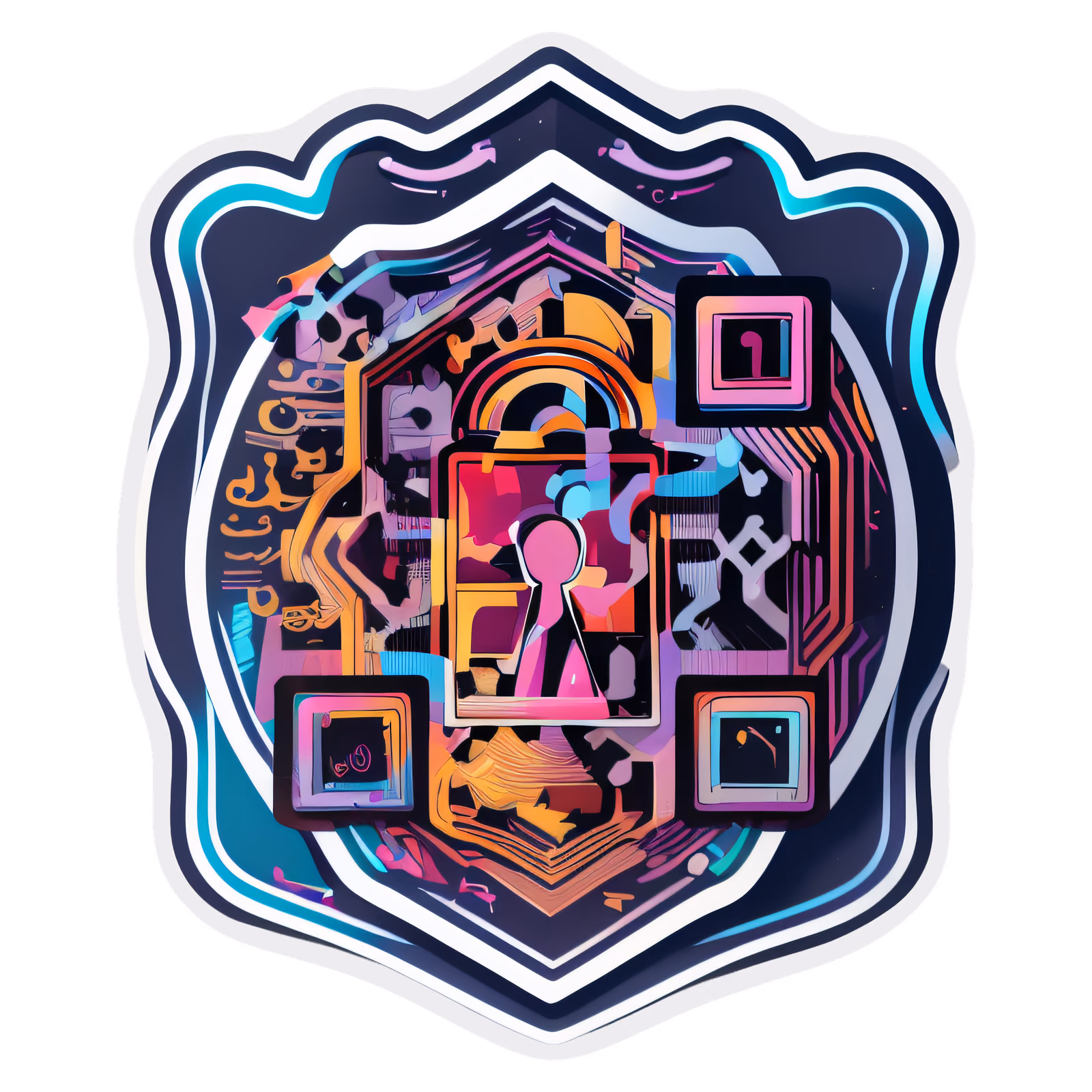 Padlock Shield Vector QR Code for Stickers — image 1