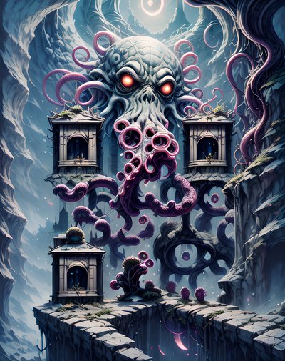 Eldritch Tentacle Monster Fantasy QR Code for Posters