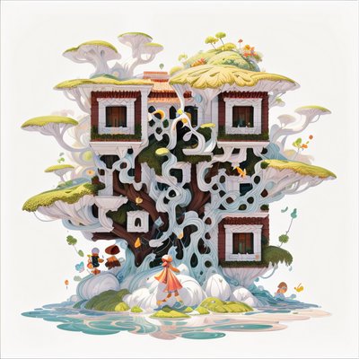 Mushroom Treehouse Game Art QR Code for Posters