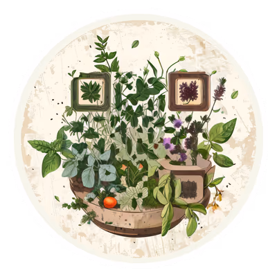 Herb Garden Vector Illustration QR Code for Stickers — image 1